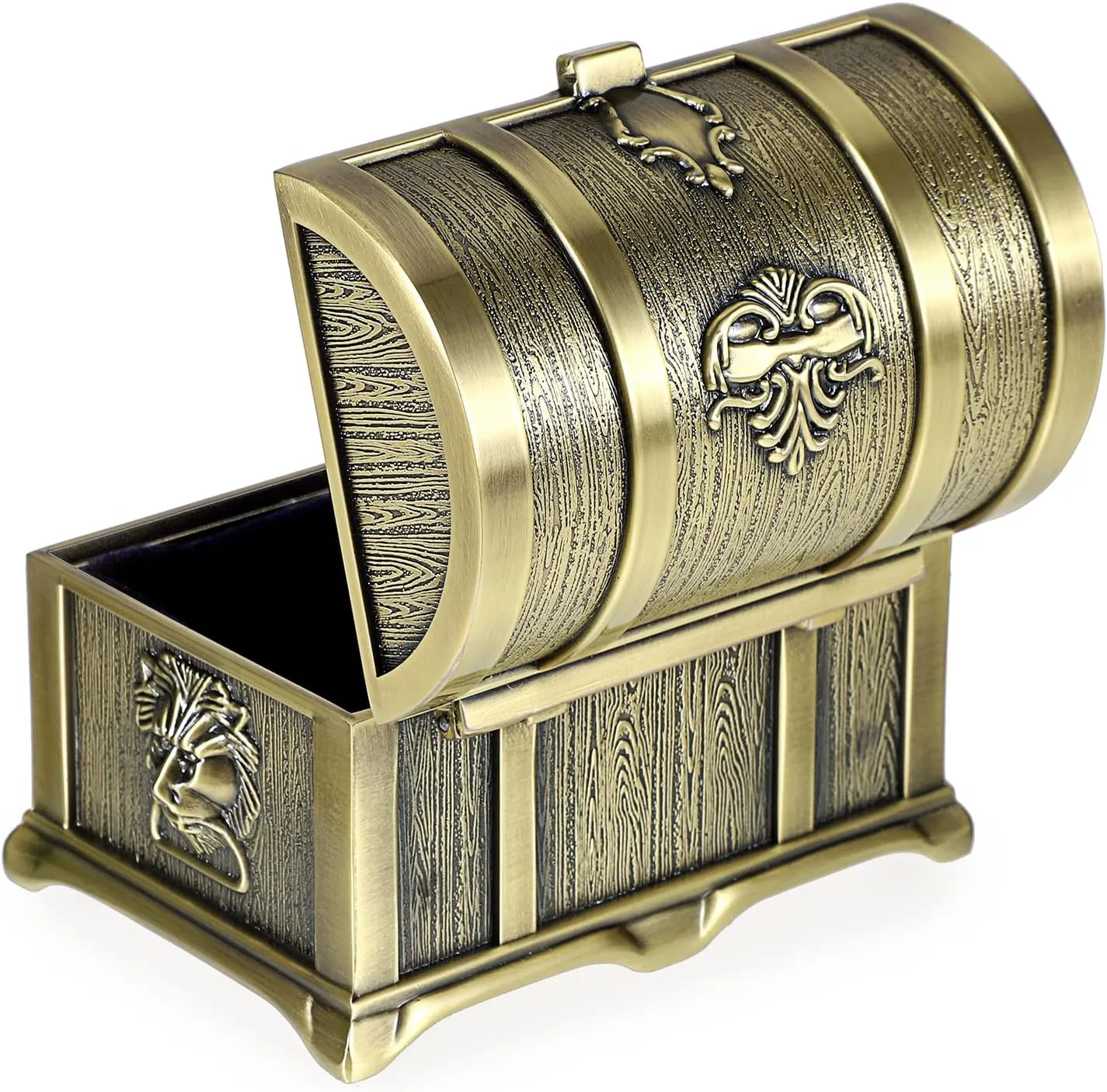 Hipiwe Vintage Metal Jewelry Box Treasure Trinket Chest,Smal Ring Earrings Necklace Keepsake Gift Holder Case for Girls Ladies Women (Bronze, Medium)