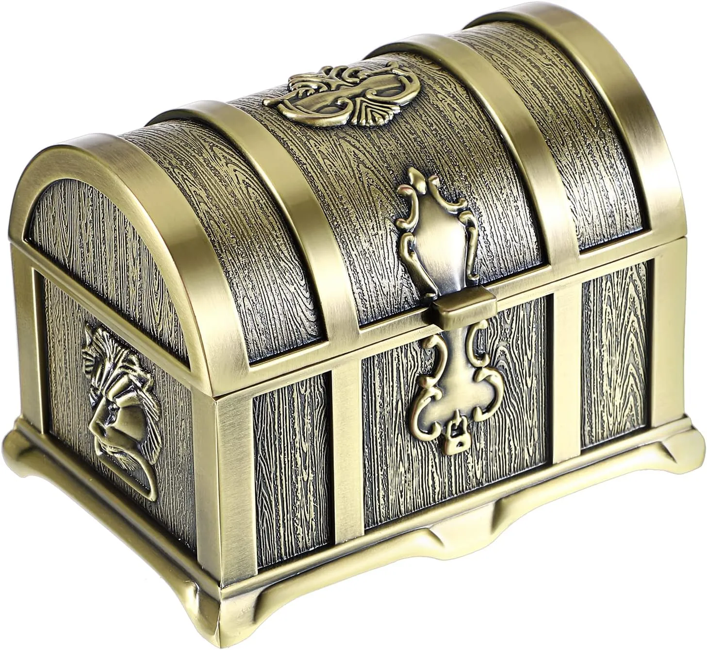 Hipiwe Vintage Metal Jewelry Box Treasure Trinket Chest,Smal Ring Earrings Necklace Keepsake Gift Holder Case for Girls Ladies Women (Bronze, Medium)