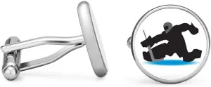 Hockey Goalie Cufflinks Ice Hockey Cuff Links (Contoured Edition)