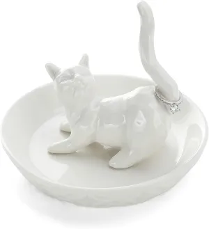 HOME SMILE Cat Ring Holder, Ceramic Jewelry Holder, Cat Gifts for Women, Mother's Day