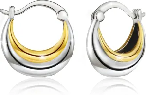 Hoop Earrings for Women Gold Silver Two Tone Earrings Polished Huggie Hoop Earrings Lightweight Chunky Hoops Hypoallergenic Jewelry for Daughter Mom Wife for Birthday Gifts