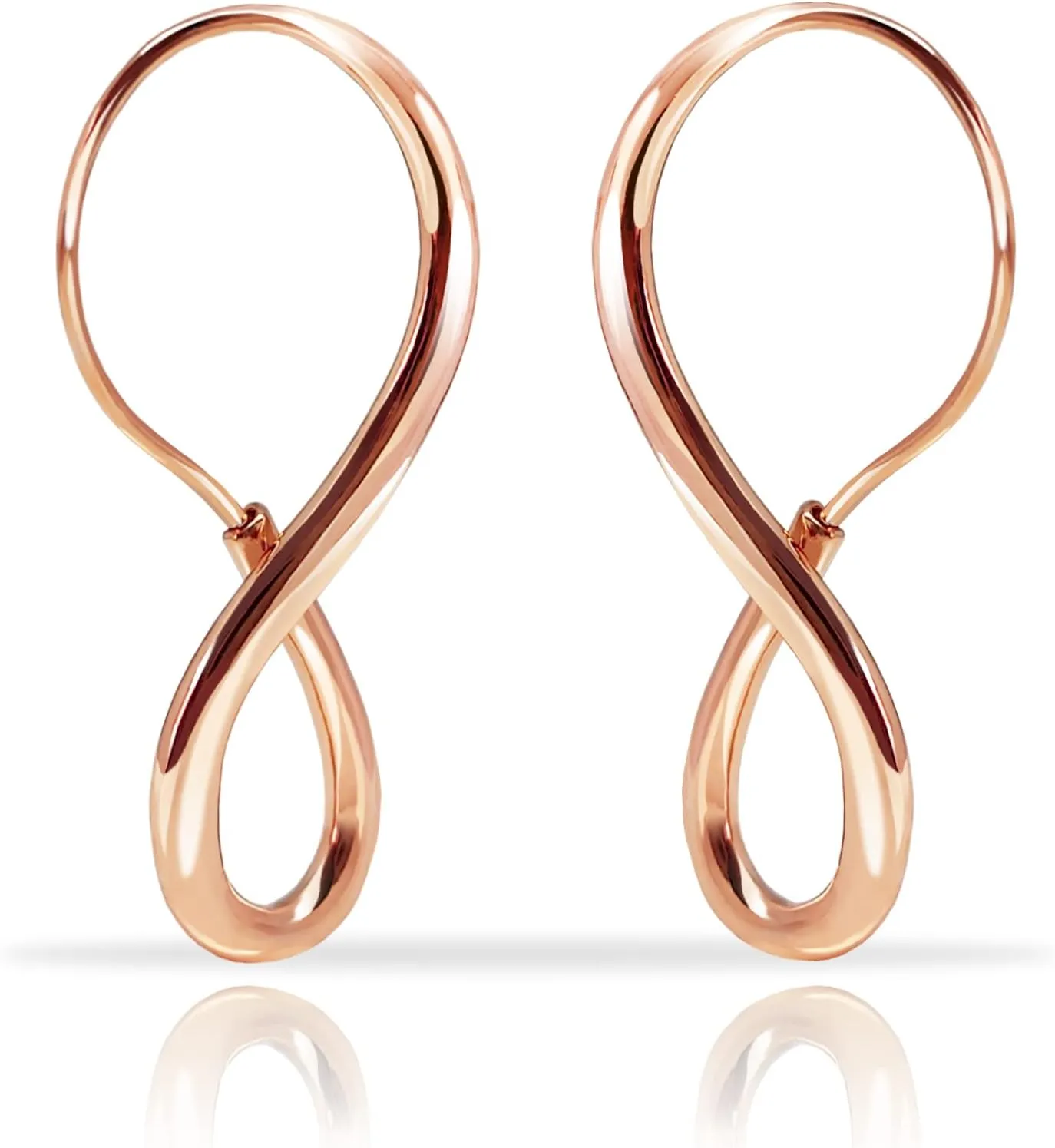 Hoops & Loops 925 Sterling Silver Infinity Eternity Figure Eight 8 Polished Twisted Endless or Click-Top Hoop Earrings for Women