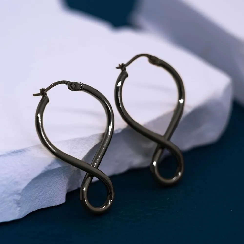 Hoops & Loops 925 Sterling Silver Infinity Eternity Figure Eight 8 Polished Twisted Endless or Click-Top Hoop Earrings for Women