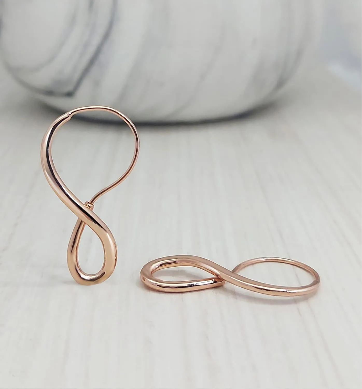Hoops & Loops 925 Sterling Silver Infinity Eternity Figure Eight 8 Polished Twisted Endless or Click-Top Hoop Earrings for Women