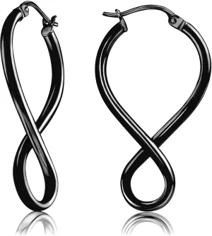 Hoops & Loops 925 Sterling Silver Infinity Eternity Figure Eight 8 Polished Twisted Endless or Click-Top Hoop Earrings for Women