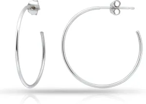 Hoops & Loops 925 Sterling Silver Open 1.5mm Thin Polished Round C-Hoop Earrings | Silver, Yellow, Rose Gold Flashed Sterling Silver 15mm 20mm 25mm 35mm 45mm