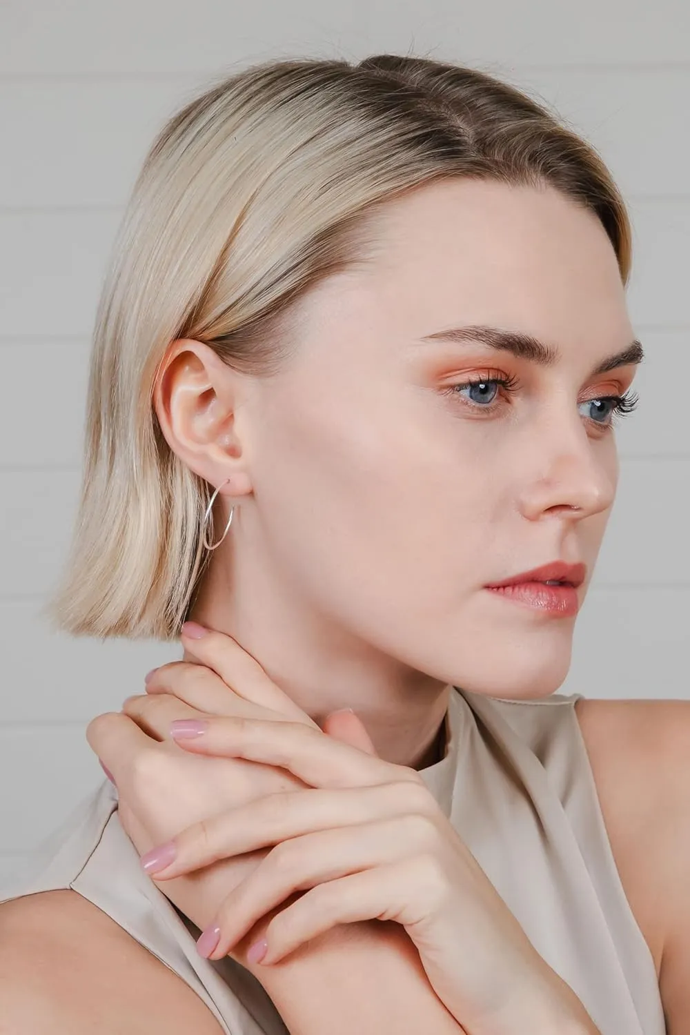 Hoops & Loops 925 Sterling Silver Open 1.5mm Thin Polished Round C-Hoop Earrings | Silver, Yellow, Rose Gold Flashed Sterling Silver 15mm 20mm 25mm 35mm 45mm