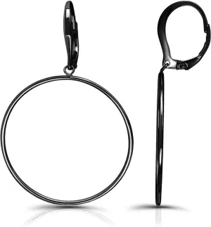 Hoops & Loops 925 Sterling Silver Polished Frontal Hoop Circle Drop Dangle Leverback Earrings for Women, Silver, Yellow & Rose Gold | 20mm & 30mm