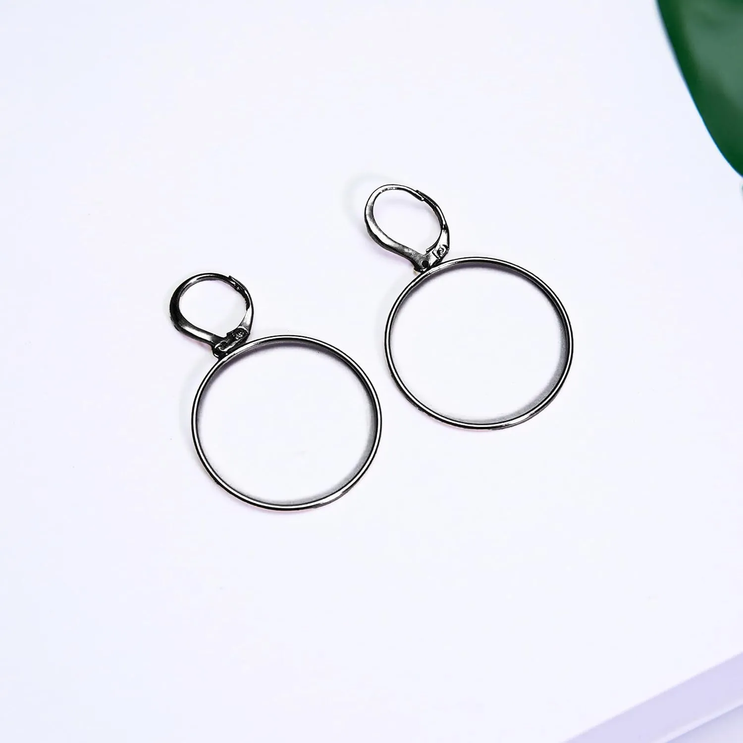 Hoops & Loops 925 Sterling Silver Polished Frontal Hoop Circle Drop Dangle Leverback Earrings for Women, Silver, Yellow & Rose Gold | 20mm & 30mm