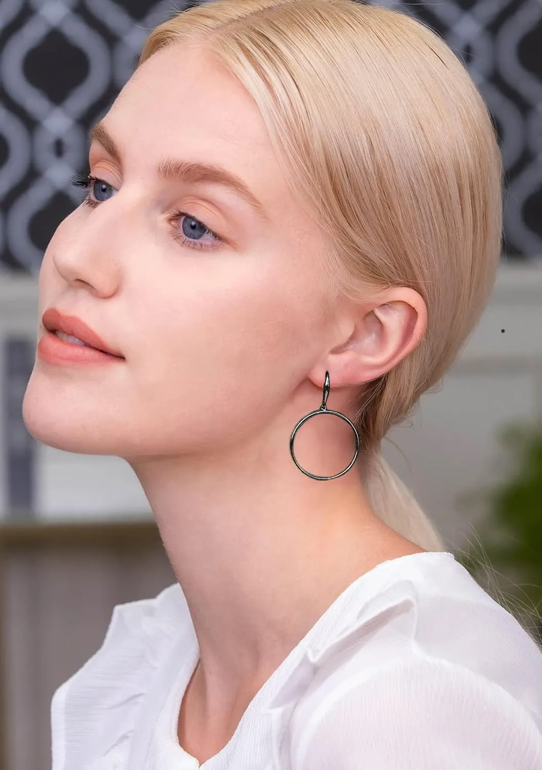 Hoops & Loops 925 Sterling Silver Polished Frontal Hoop Circle Drop Dangle Leverback Earrings for Women, Silver, Yellow & Rose Gold | 20mm & 30mm