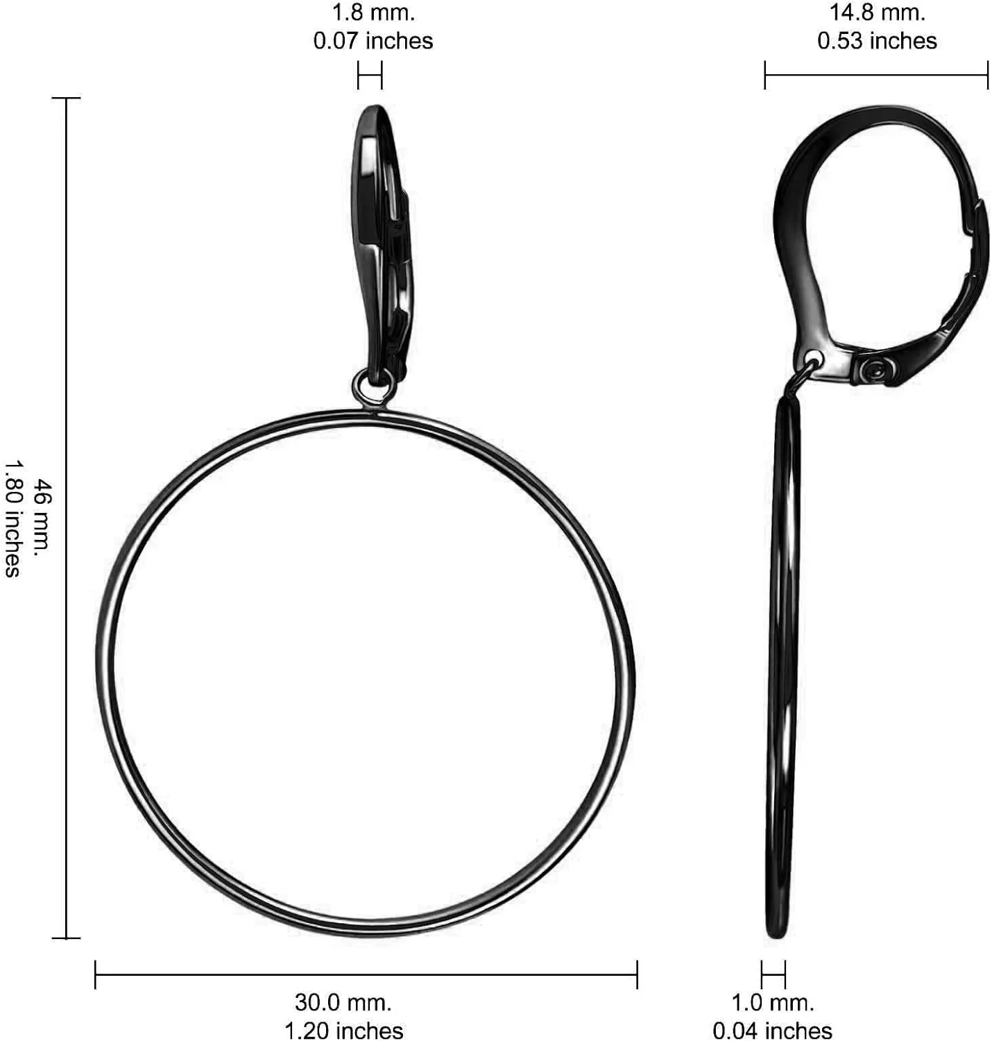Hoops & Loops 925 Sterling Silver Polished Frontal Hoop Circle Drop Dangle Leverback Earrings for Women, Silver, Yellow & Rose Gold | 20mm & 30mm