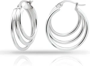 Hoops & Loops 925 Sterling Silver Triple Circle Round-Tube High Polished Hoop Earrings for Women, 20mm, 25mm
