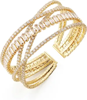HZMAN Crystal Rhinestone Cuff Bracelet for Women Dainty MultiLayer Bracelet 5 Rows Layered Bracelets Jewelry for Prom Party Wedding