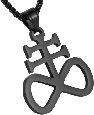 HZMAN Unisex Stainless Steel Church of Satan Satanic Leviathan Cross Pendant Necklace,Religions Jewelry
