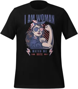 I am Woman Watch Me Vote 2024 US Presidential Election Shirt for Women Girls Daughters, Casual Tshirt, Crewneck