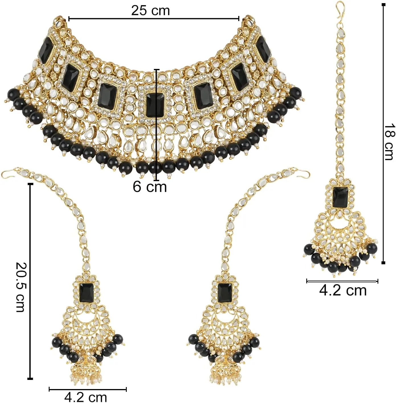 I Jewels Elegant Indian Wedding Faux Bollywood Pearl Kundan Studded Bridal Necklace Set
