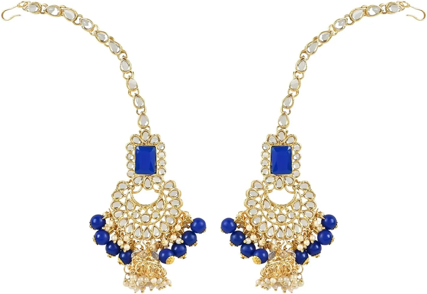 I Jewels Elegant Indian Wedding Faux Bollywood Pearl Kundan Studded Bridal Necklace Set
