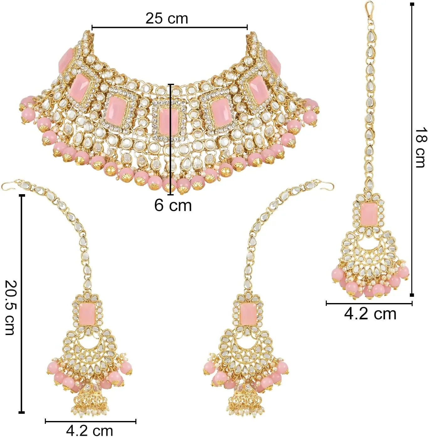 I Jewels Elegant Indian Wedding Faux Bollywood Pearl Kundan Studded Bridal Necklace Set
