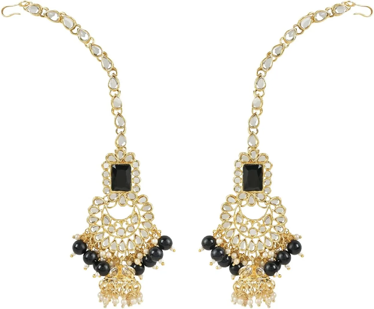 I Jewels Elegant Indian Wedding Faux Bollywood Pearl Kundan Studded Bridal Necklace Set