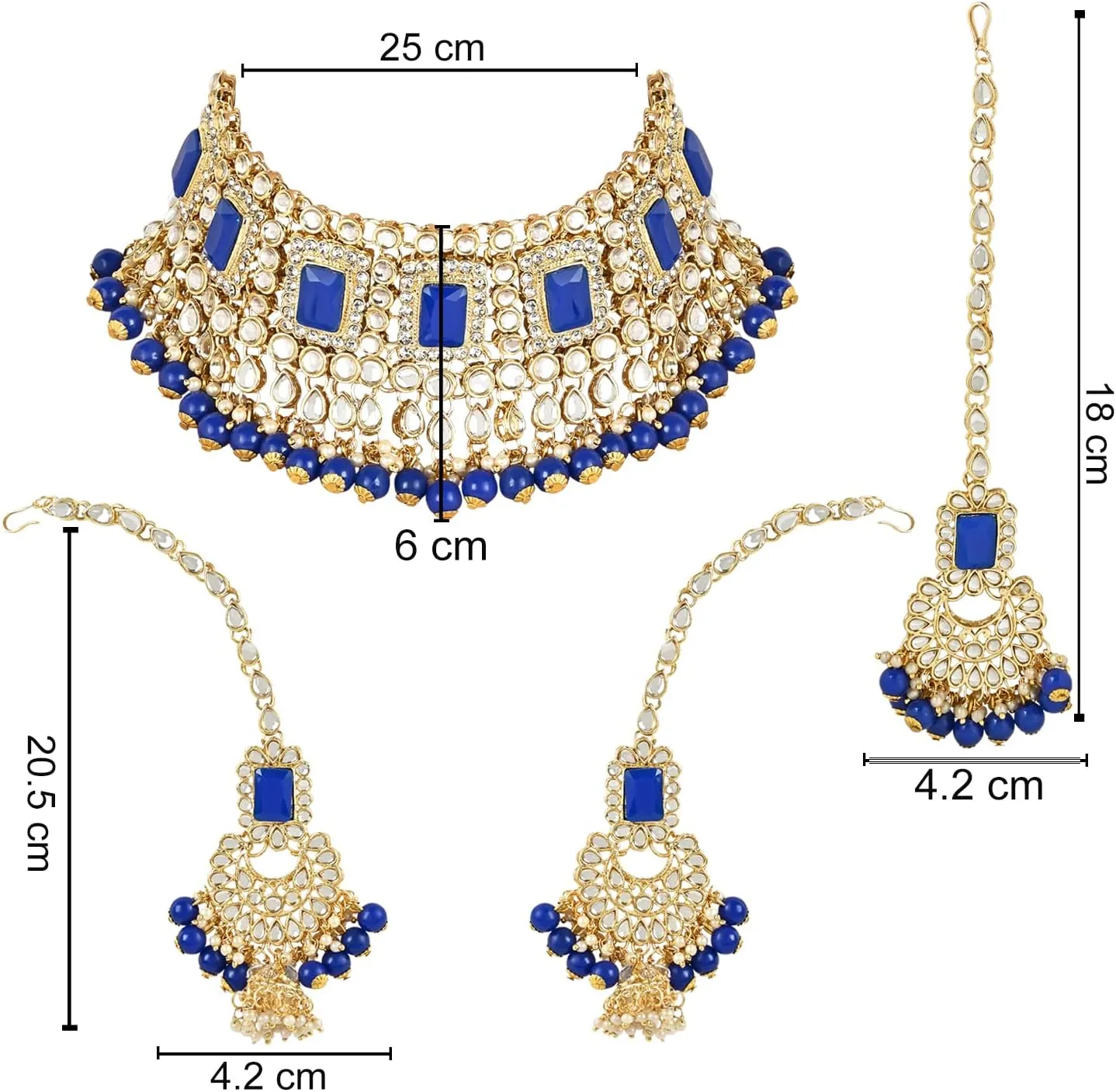 I Jewels Elegant Indian Wedding Faux Bollywood Pearl Kundan Studded Bridal Necklace Set