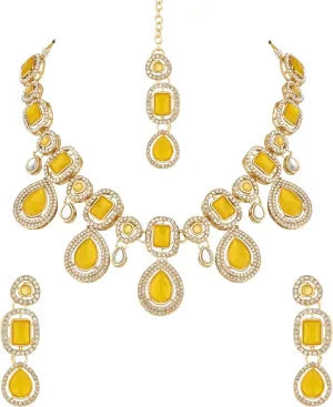 I Jewels Latest Stylish Gold Plated Indian Wedding Bollywood Kundan Stone Necklace Jewellery Set for Women (IJ379)