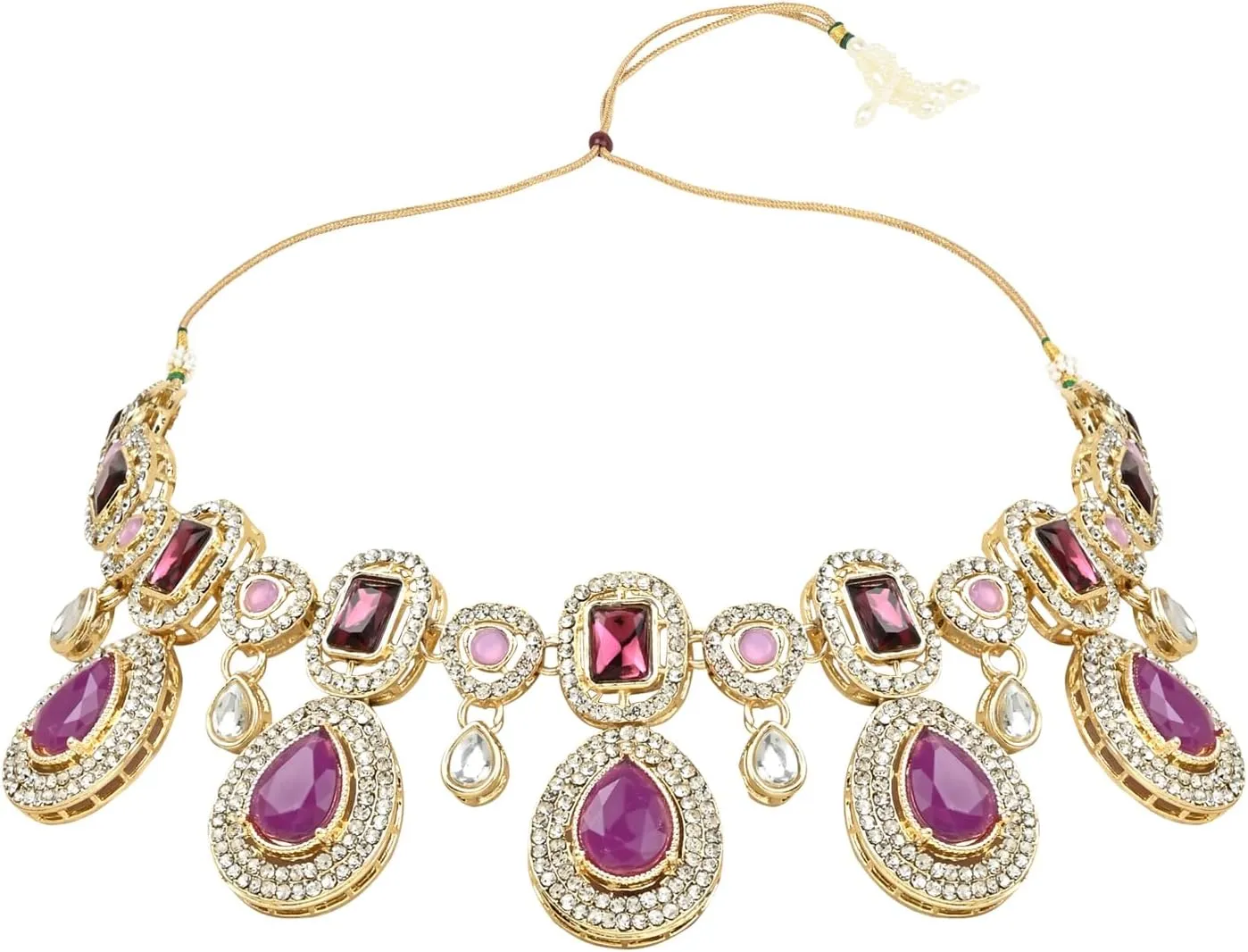 I Jewels Latest Stylish Gold Plated Indian Wedding Bollywood Kundan Stone Necklace Jewellery Set for Women (IJ379)