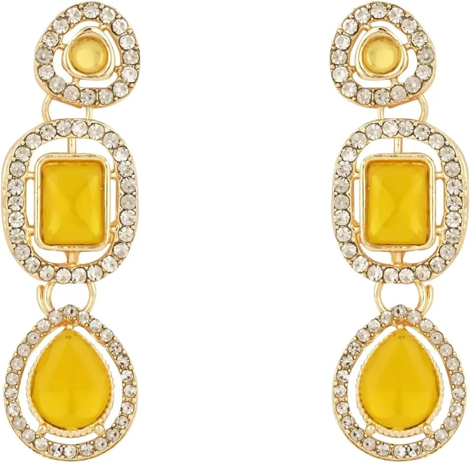 I Jewels Latest Stylish Gold Plated Indian Wedding Bollywood Kundan Stone Necklace Jewellery Set for Women (IJ379)