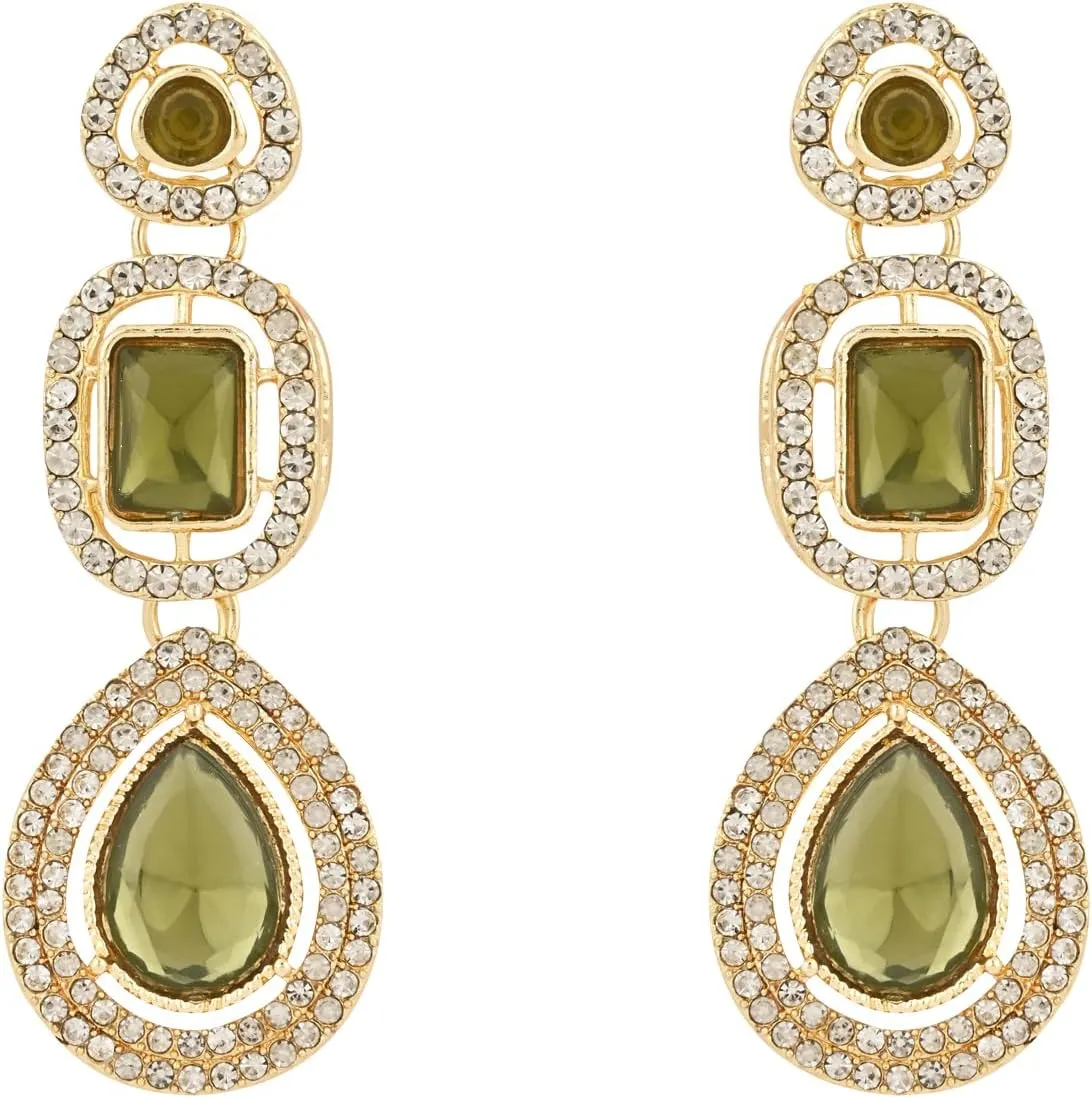 I Jewels Latest Stylish Gold Plated Indian Wedding Bollywood Kundan Stone Necklace Jewellery Set for Women (IJ379)