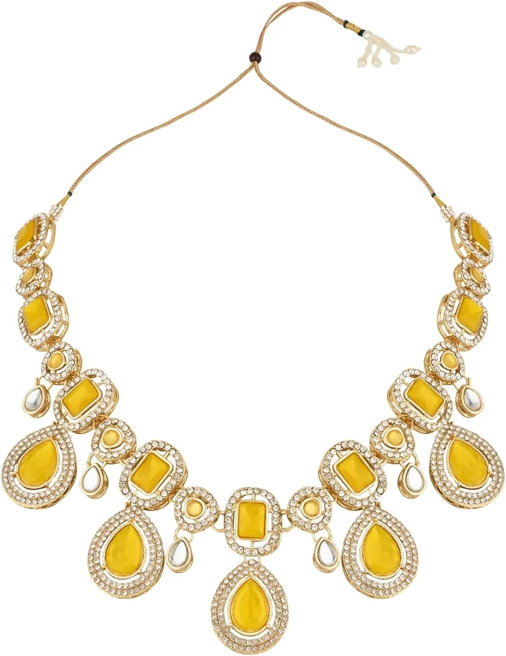 I Jewels Latest Stylish Gold Plated Indian Wedding Bollywood Kundan Stone Necklace Jewellery Set for Women (IJ379)