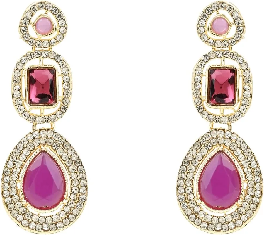 I Jewels Latest Stylish Gold Plated Indian Wedding Bollywood Kundan Stone Necklace Jewellery Set for Women (IJ379)