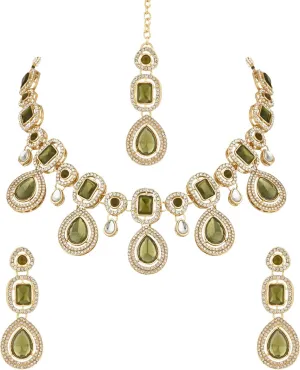 I Jewels Latest Stylish Gold Plated Indian Wedding Bollywood Kundan Stone Necklace Jewellery Set for Women (IJ379)