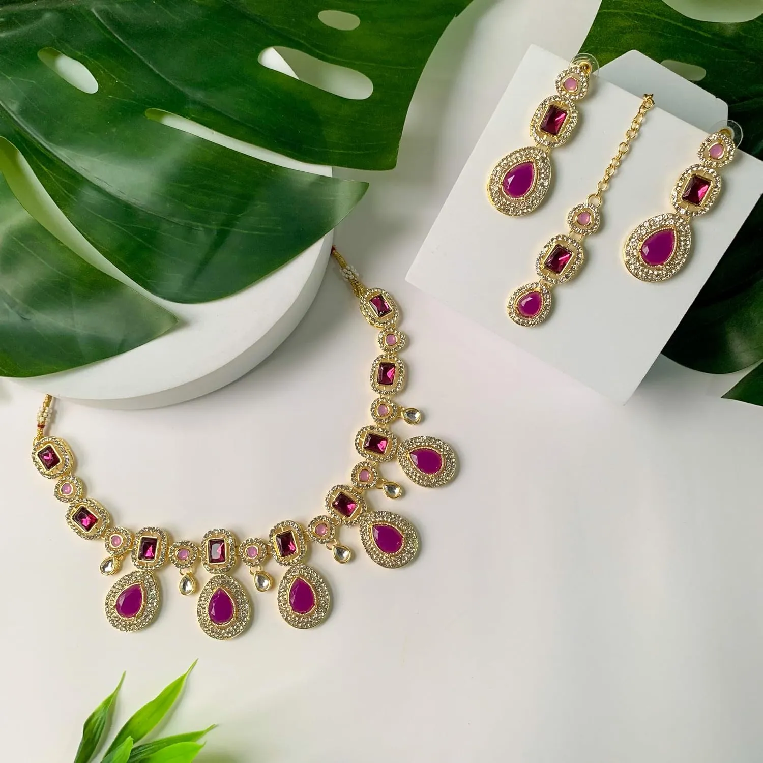I Jewels Latest Stylish Gold Plated Indian Wedding Bollywood Kundan Stone Necklace Jewellery Set for Women (IJ379)