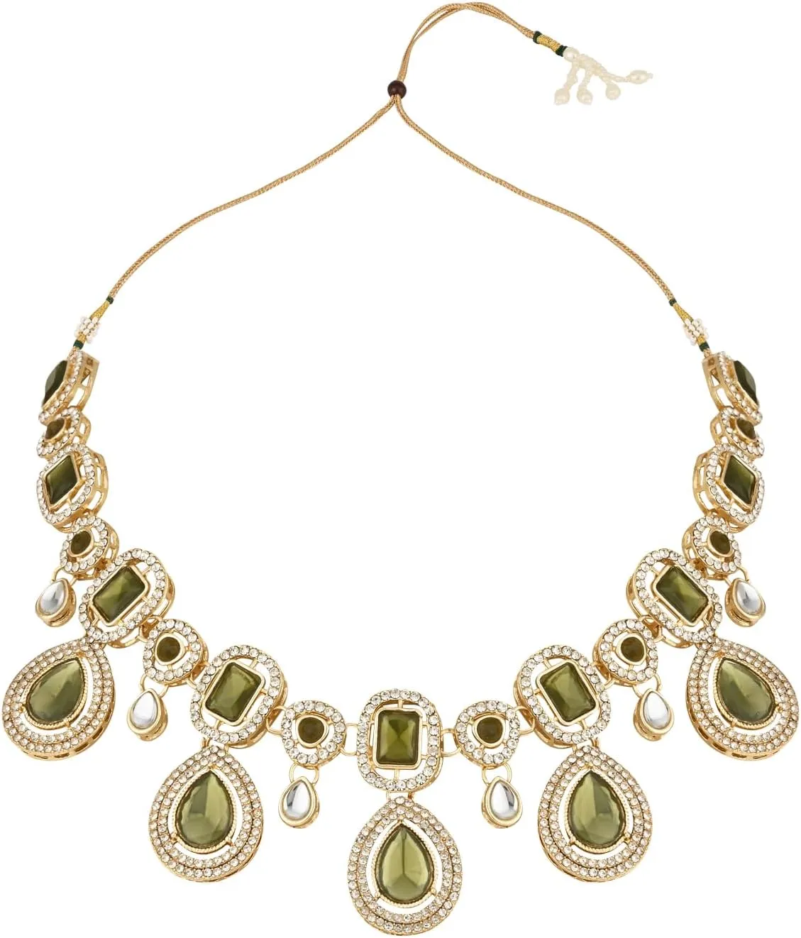 I Jewels Latest Stylish Gold Plated Indian Wedding Bollywood Kundan Stone Necklace Jewellery Set for Women (IJ379)