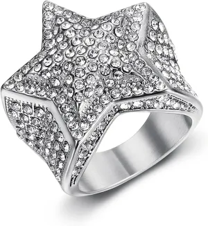 ICED OUT Ring for men Wedding Rings for Men Shining Star ring Hip Hop ring Radiant Rings for Women Bling Iced Out Jewelry Bling Rings for men Club ring Heavy Metal ring Party