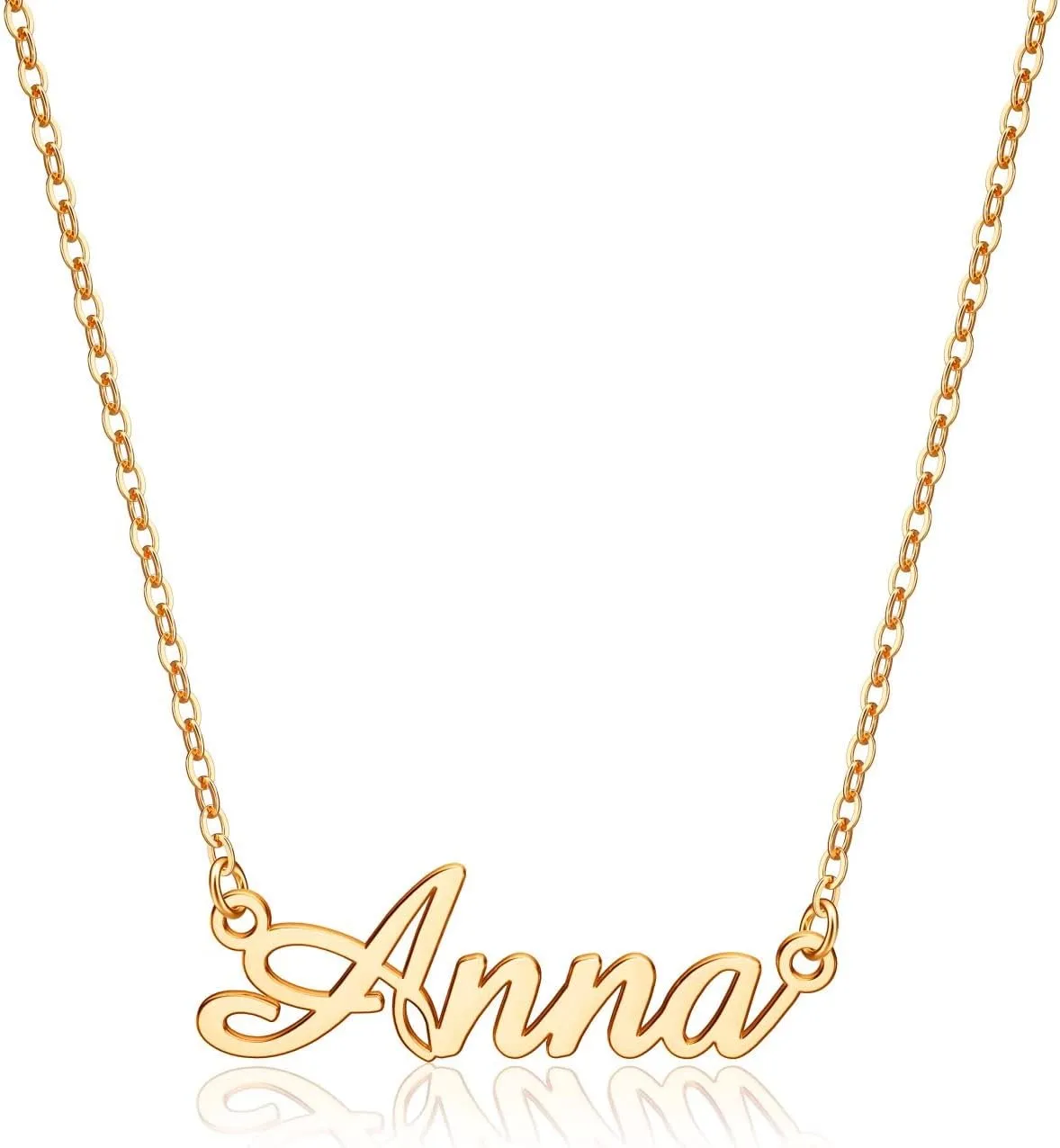 IEFLIFE Custom Name Necklace Personalized, 14K Gold Plated Personalized Name Necklace White Gold Plated Monogram Necklace Personalized Jewelry Name Plate Necklace Gifts for Women