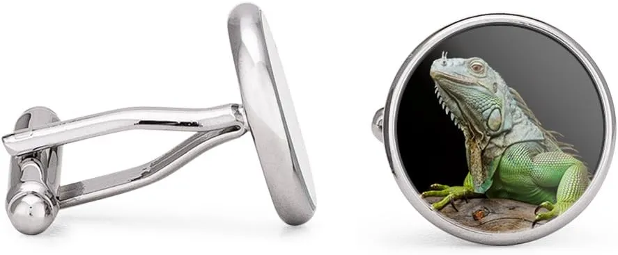 Iguana Cufflinks Iguana Lizard Cuff Links (Contoured Edition)