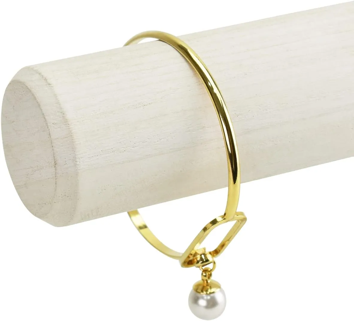 Ikee Design Antique Wooden Display Jewelry Accessory Stand, Bracelet Scrunchie Holder Display for Store, Showcase and Home, Wash White Color, 7.9 W x 2.9 D x 5.5 H in