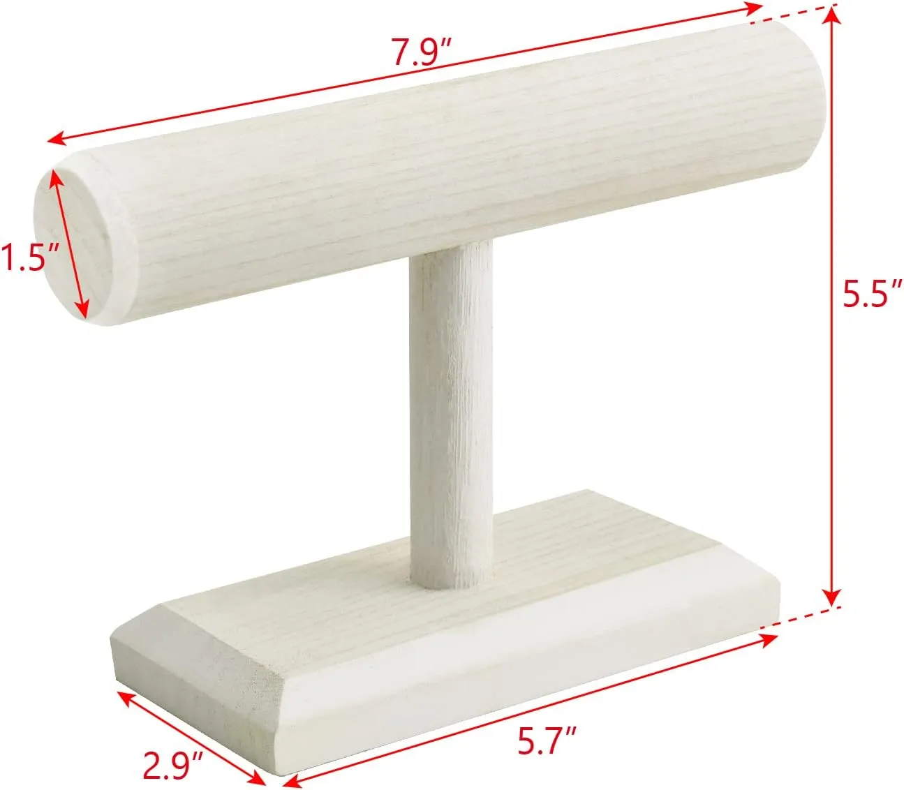 Ikee Design Antique Wooden Display Jewelry Accessory Stand, Bracelet Scrunchie Holder Display for Store, Showcase and Home, Wash White Color, 7.9 W x 2.9 D x 5.5 H in