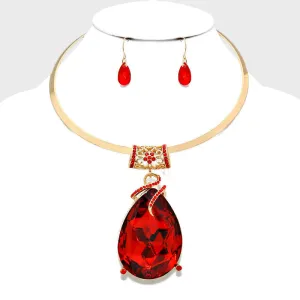 iLLASPARKZ Glass Crystal Teardrop Ornate Choker Necklace
