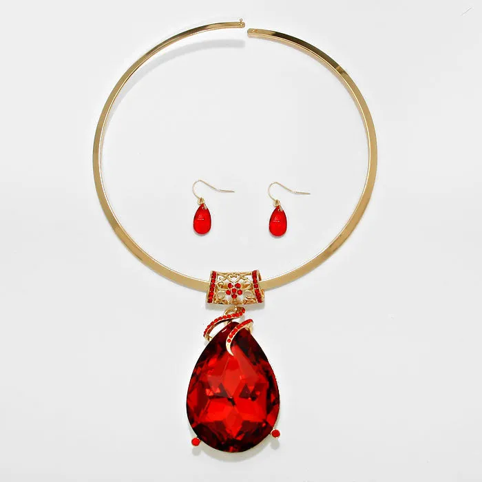 iLLASPARKZ Glass Crystal Teardrop Ornate Choker Necklace
