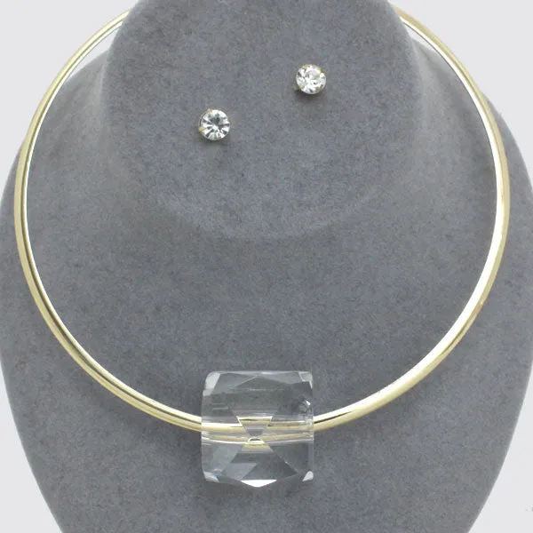 iLLASPARKZ Gold Choker Transparent Cube Necklace