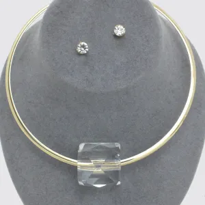 iLLASPARKZ Gold Choker Transparent Cube Necklace