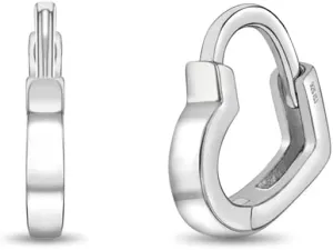 In Season Jewelry 925 Sterling Silver Polished Heart Shaped Huggie Hoop Earrings - Heart Shaped Hoops For Teens - Valentine's Day or Birthday Gift