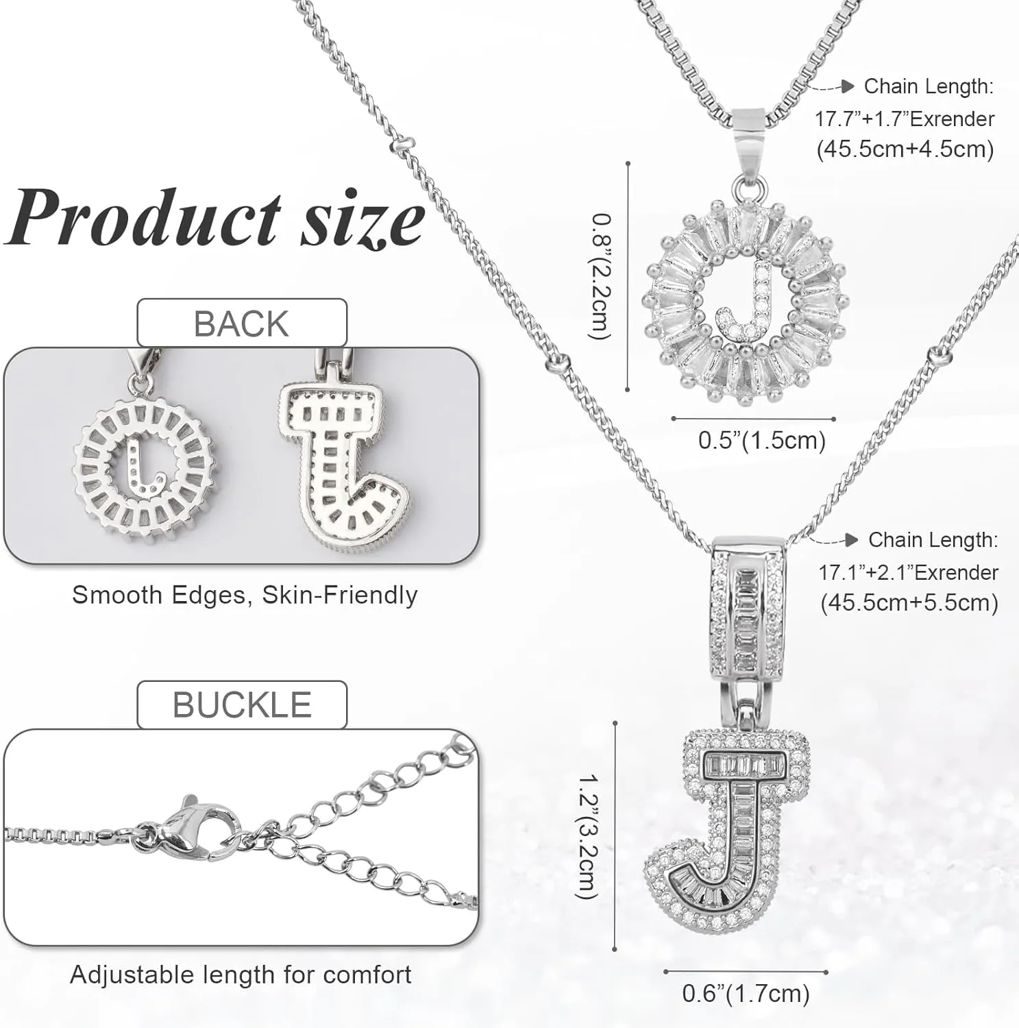Initial Letter Necklace for Women 14k Silver Plated Dainty Necklaces Trendy Chunky Custom Layered Necklace Set Personalized Round Circle Zirconia A-Z Letter Chain Pendant Jewelry Gift