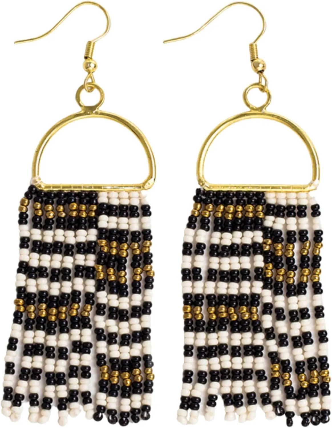 INK ALLOY Beaded Earrings for Women Dangling, Allison Seed Bead Fringe Statement Boho Earrings, Hypoallergenic Handmade Jewelry for the Modern Bohemian, 3.25-Inch