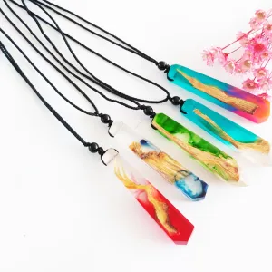 Ink Painted Resin Wood Pendant