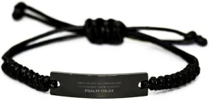 Inspirational Psalm 118:24 Christian Black Rop Bracelet Encouragement Gifts Message Prayer Psalm 118:24 Religious Bracelets for Women Men Psalm 118:24 Bible Verse Faith Adjustable Engraved Bracel