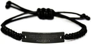 Inspirational Psalm 121:7-8 Christian Black Rop Bracelet Encouragement Gifts Message Prayer Psalm 121:7-8 Religious Bracelets for Women Men Psalm 121:7-8 Bible Verse Faith Adjustable Engraved Bracelet