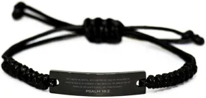 Inspirational Psalm 18:2 Christian Black Rop Bracelet Encouragement Gifts Message Prayer Psalm 18:2 Religious Bracelets for Women Men Psalm 18:2 Bible Verse Faith Adjustable Engraved Bracelet The Lord