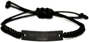 Inspirational Psalm 28:7 Christian Black Rop Bracelet Encouragement Gifts Message Prayer Psalm 28:7 Religious Bracelets for Women Men Psalm 28:7 Bible Verse Faith Adjustable Engraved Bracelet The Lord